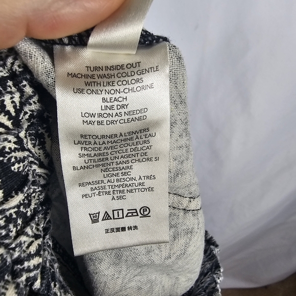 Anthropologie Linen Joggers Palm Leaf Pattern Black Ivory Drawstring Womens M - Picture 10 of 15